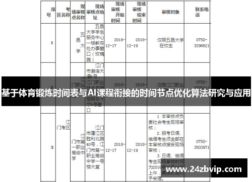 基于体育锻炼时间表与AI课程衔接的时间节点优化算法研究与应用